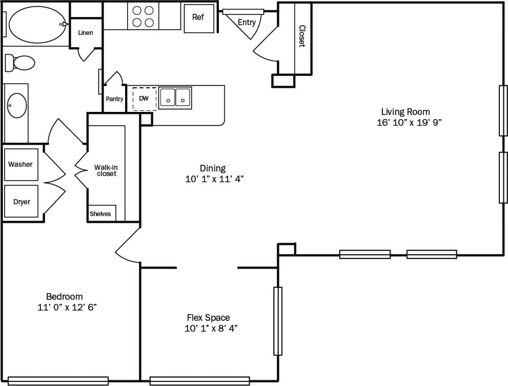 Floor plan layout diagram for 1P